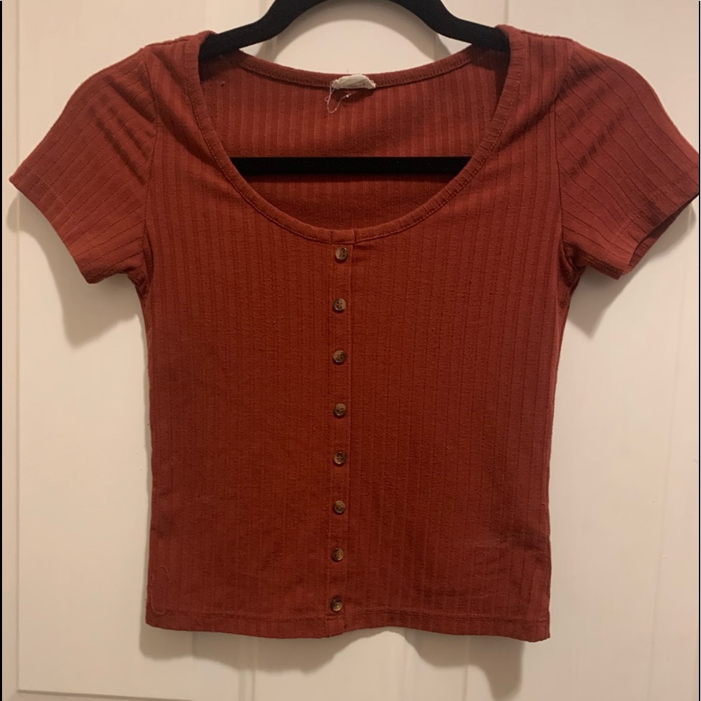 Red garage shirt with buttons